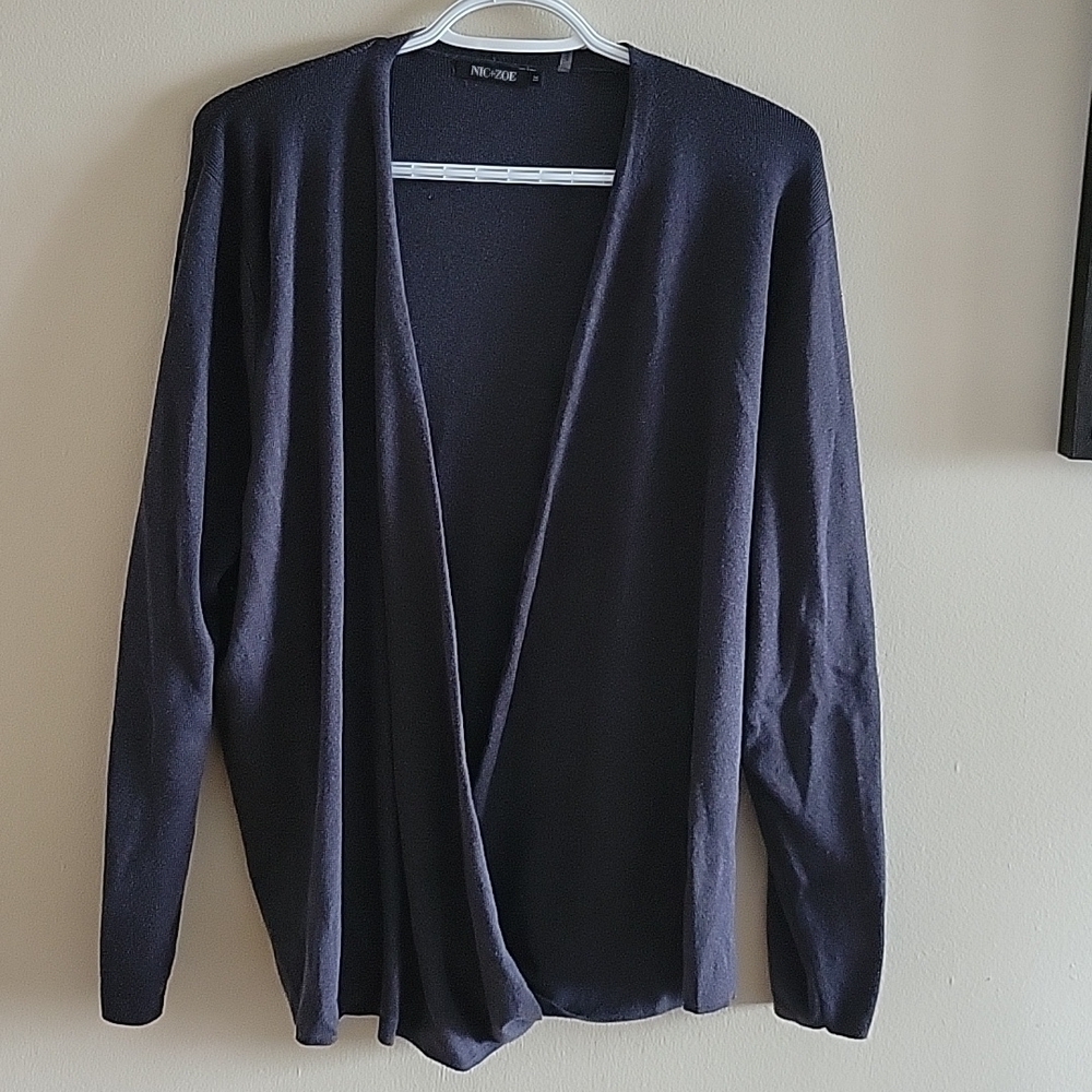 NIC+ZOE Black Long Sleeve Wrap Top US 1X